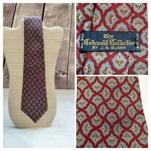 The Cotswold Collection J. S. Blank 100% Silk Necktie Tie Made in USA Burgundy